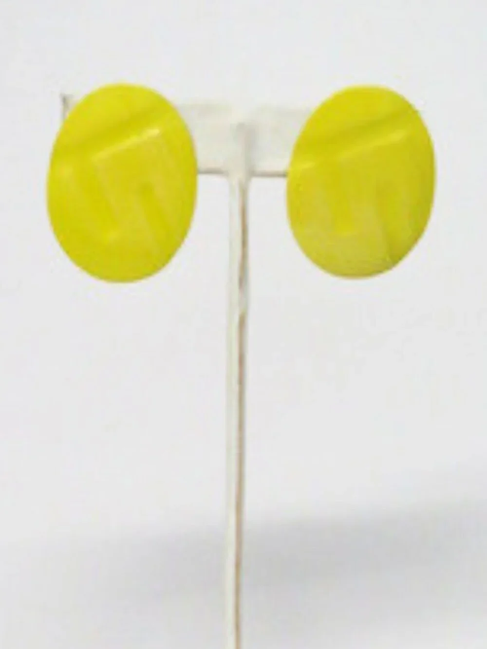 Vintage Yellow Oval Clip On Earrings Retro Statement Costume Jewelry